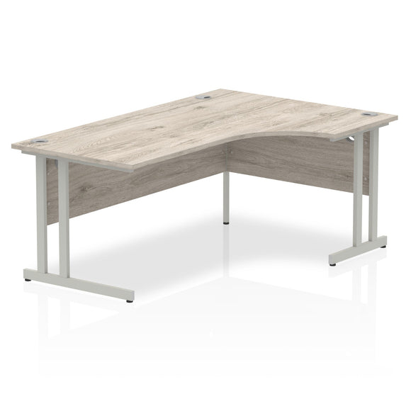 Impulse 1800mm Right Crescent Desk Grey Oak Top Silver Cantilever Leg