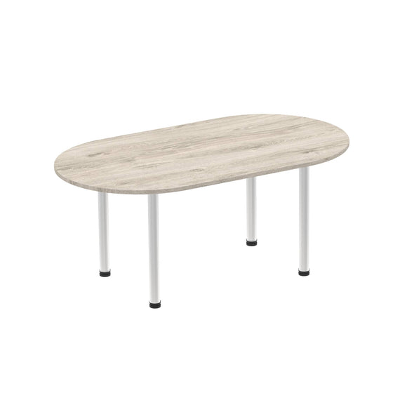 Impulse 1800mm Boardroom Table Grey Oak Top Silver Post Leg
