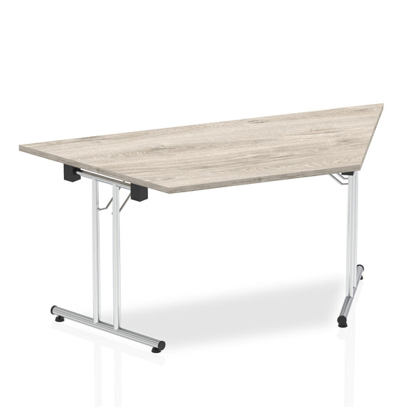 Impulse 1600mm Folding Trapezium Table Grey Oak Top