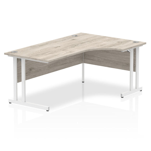 Impulse 1800mm Right Crescent Desk Grey Oak Top White Cantilever Leg