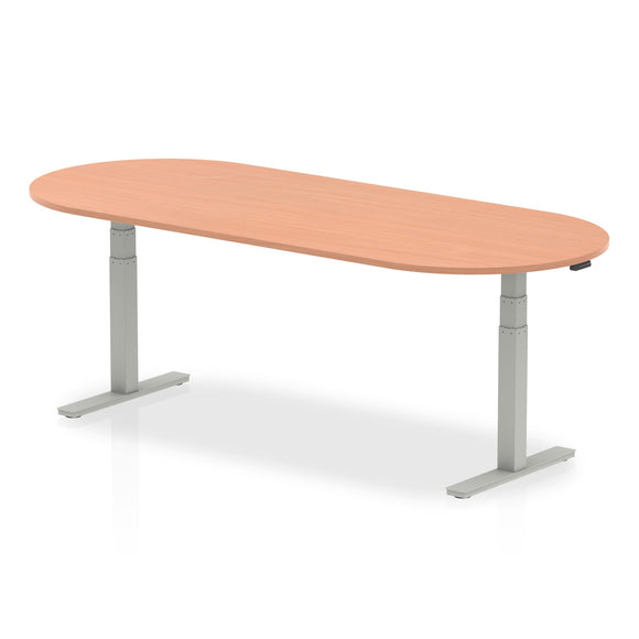 Impulse 2400mm Boardroom Table Maple Top White Height Adjustable Leg