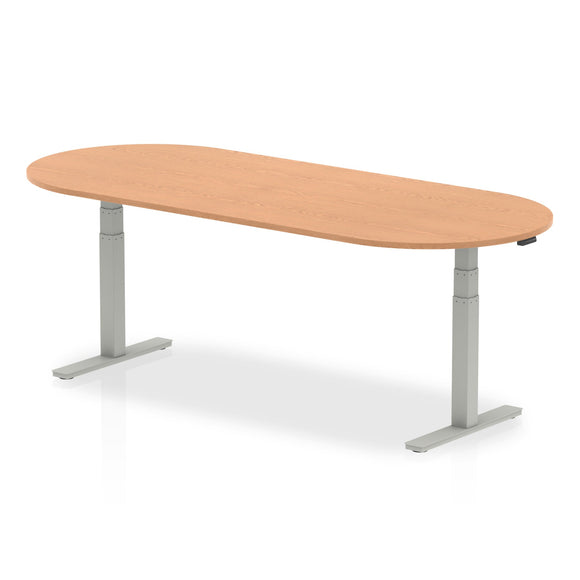 Impulse 2400mm Boardroom Table Oak Top Silver Height Adjustable Leg