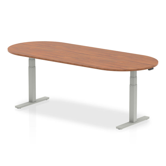 Impulse 2400mm Boardroom Table Walnut Top Silver Height Adjustable Leg