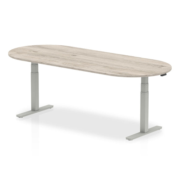 Impulse 1800mm Boardroom Table Grey Oak Top Silver Height Adjustable Leg