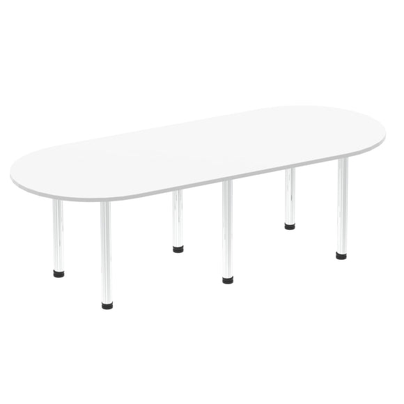 Impulse 2400mm Boardroom Table White Top Chrome Post Leg