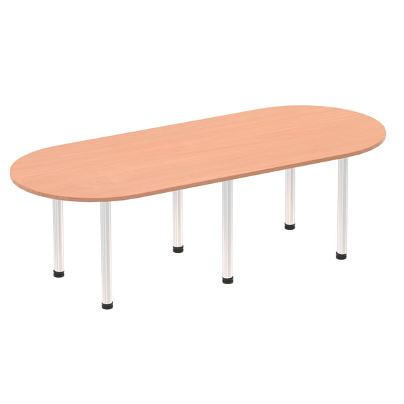 Impulse 2400mm Boardroom Table Beech Top Brushed Aluminium Post Leg