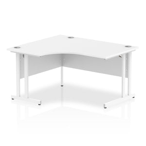 Impulse 1400mm Left Crescent Desk White Top White Cantilever Leg