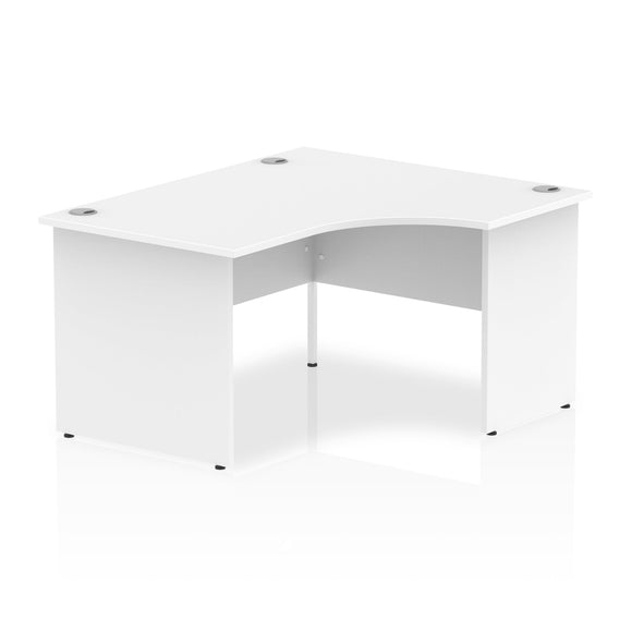 Impulse 1400mm Right Crescent Desk White Top Panel End Leg