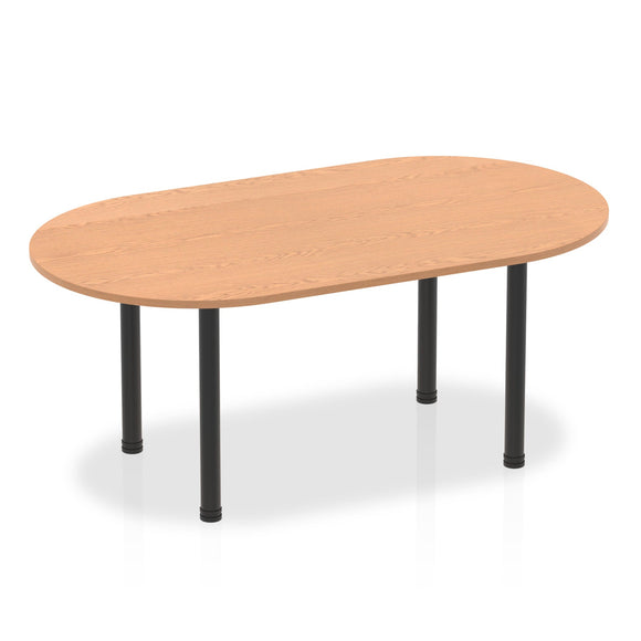 Impulse 1800mm Boardroom Table Oak Top Black Post Leg
