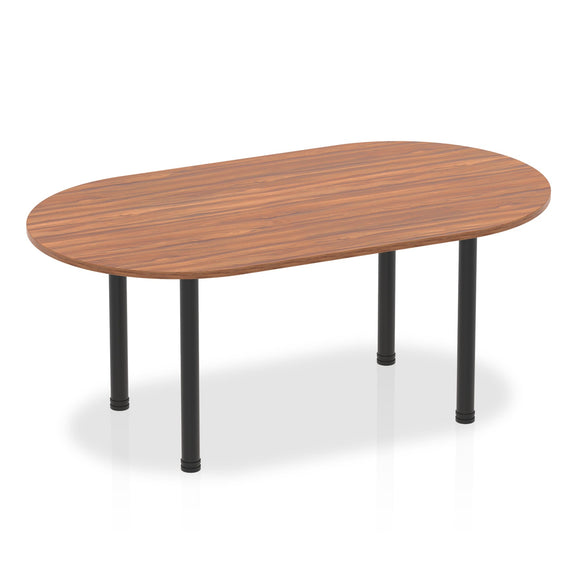 Impulse 1800mm Boardroom Table Walnut Top Black Post Leg