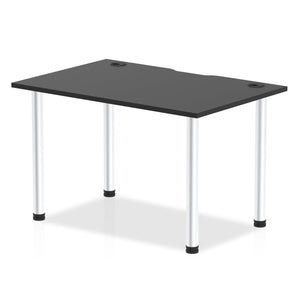 Impulse Black Series 1200 x 800mm Straight Table Black Top with Cable Ports Aluminium Leg