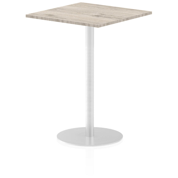 Italia 800mm Poseur Square Table Grey Oak Top 1145mm High Leg
