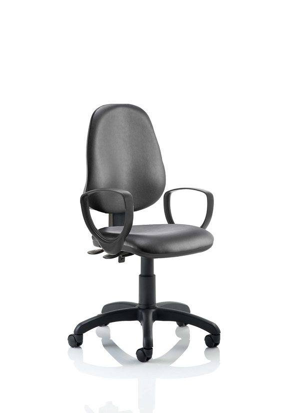 Eclipse Plus II Lever Task Operator Chair Black Bonded Leather With Loop Arms