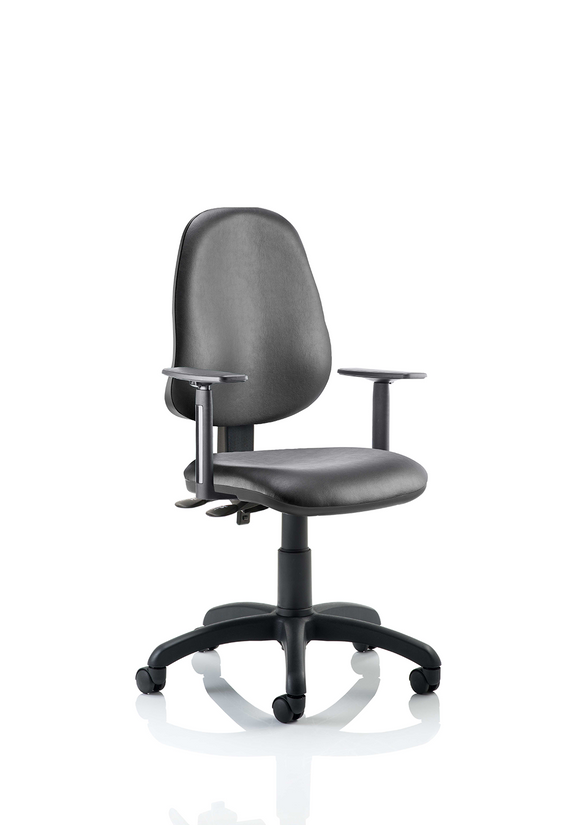 Eclipse Plus II Lever Task Operator Chair Black Bonded Leather With Height Adjustable Arms