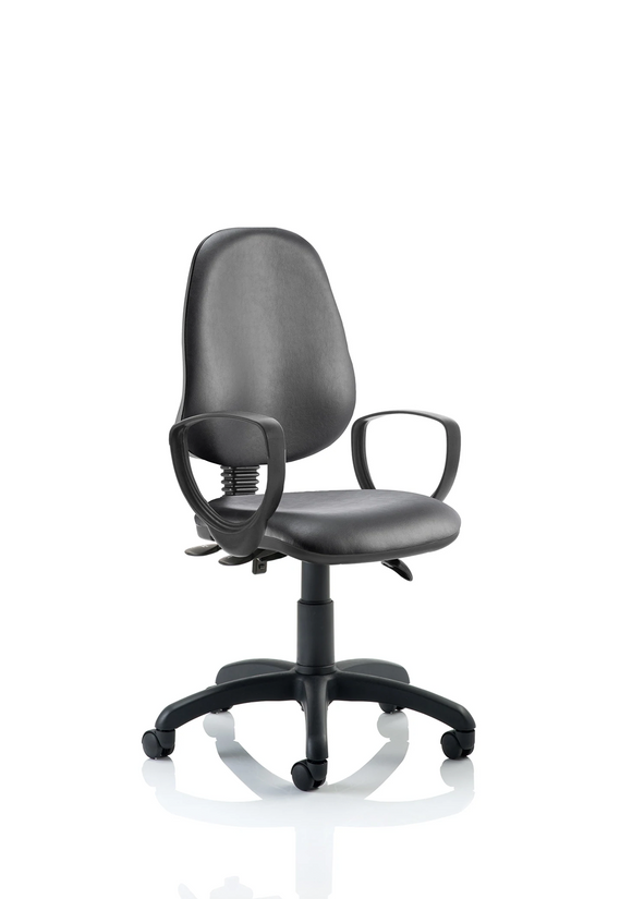 Eclipse Plus III Lever Task Operator Chair Black Bonded Leather With Loop Arms