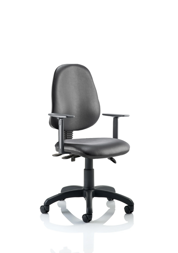Eclipse Plus III Lever Task Operator Chair Black Bonded Leather With Height Adjustable Arms