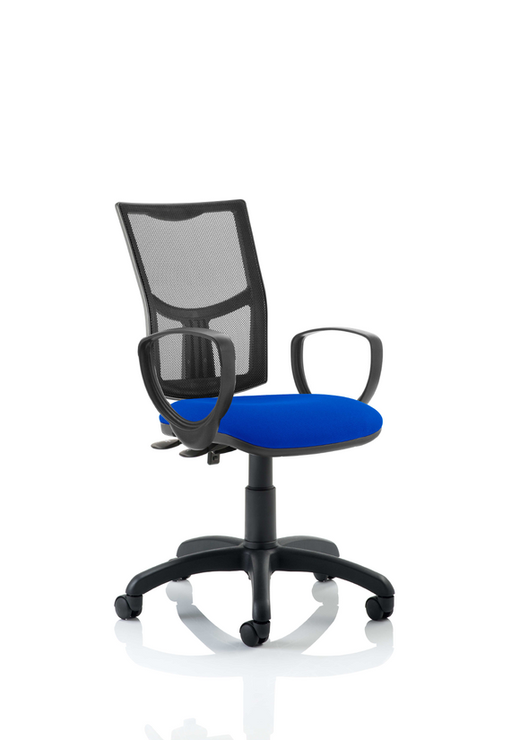 Eclipse Plus II Lever Task Operator Chair Mesh Back With Blue Seat With loop Arms