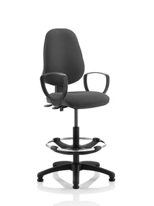 Eclipse Plus II Lever Task Operator Chair Charcoal With Loop Arms With Hi Rise Draughtsman Kit