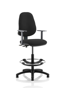 Eclipse Plus II Lever Task Operator Chair Black With Height Adjustable Arms With Hi Rise Draughtsman Kit