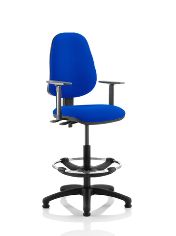 Eclipse Plus II Lever Task Operator Chair Stevia Blue Fully Bespoke Colour With Hi Rise Draughtsman Kit