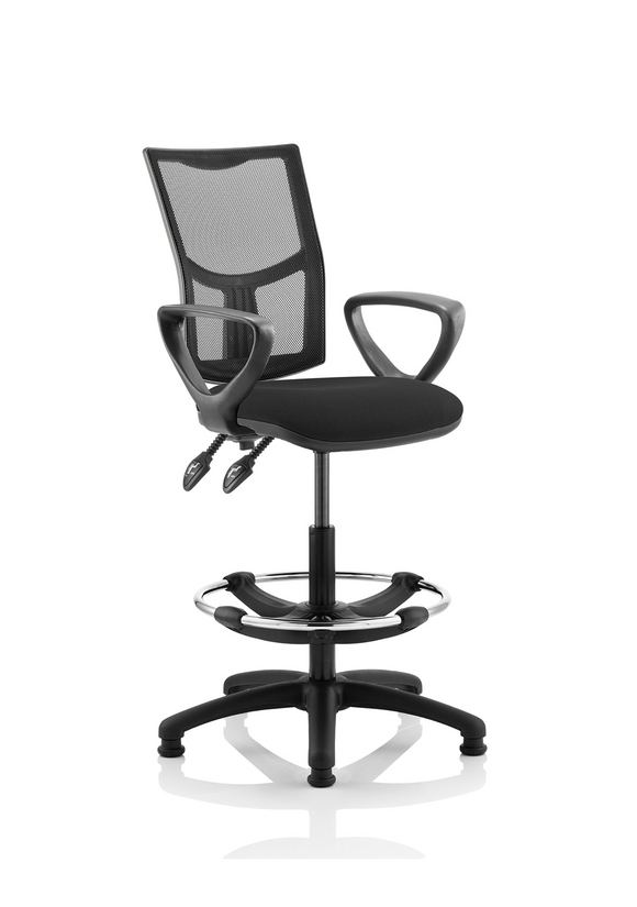 Eclipse Plus II Lever Task Operator Chair Mesh Back With Black Seat With loop Arms With Hi Rise Draughtsman Kit