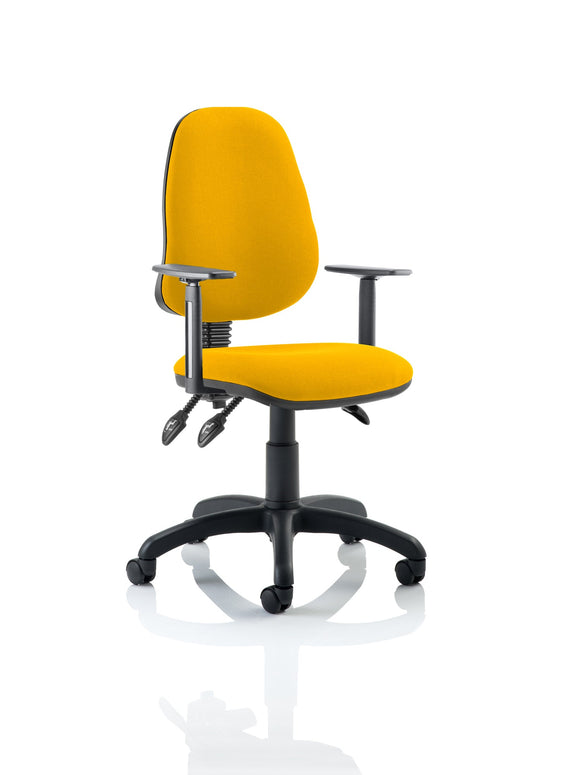 Eclipse Plus III Lever Task Operator Chair Bespoke With Height Adjustable Arms In Senna Yellow