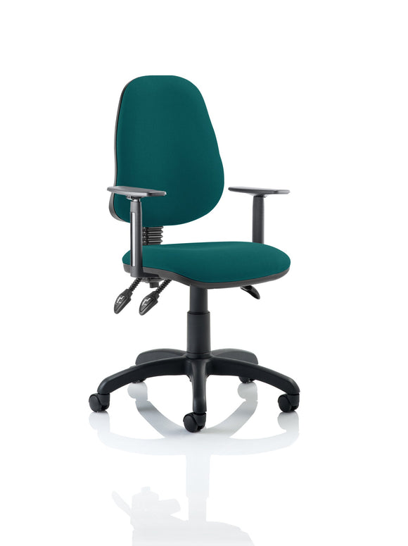 Eclipse Plus III Lever Task Operator Chair Bespoke With Height Adjustable Arms In Maringa Teal