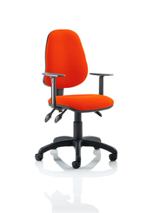 Eclipse Plus III Lever Task Operator Chair Bespoke With Height Adjustable Arms In Tabasco Orange