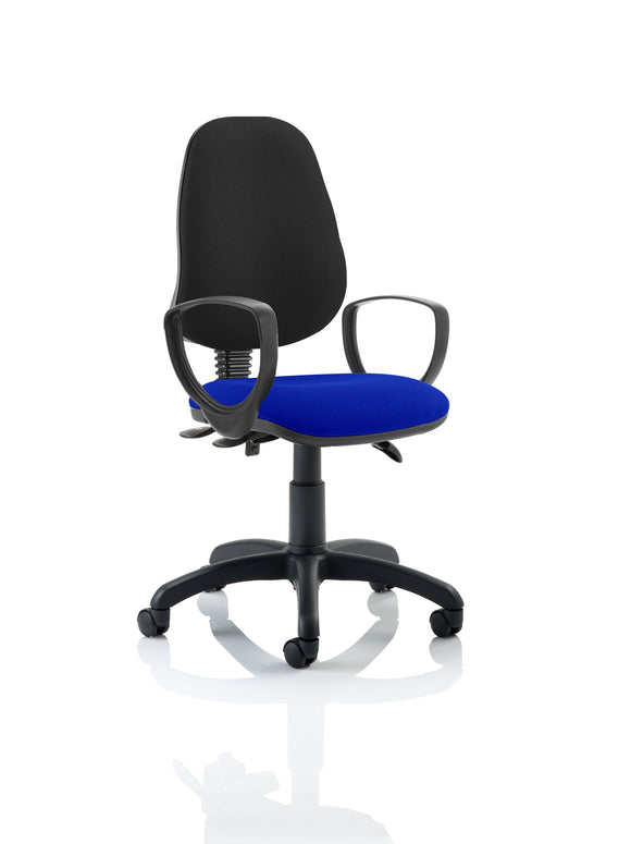 Eclipse Plus III Lever Task Operator Chair Black Back Bespoke Seat With Loop Arms In Stevia Blue