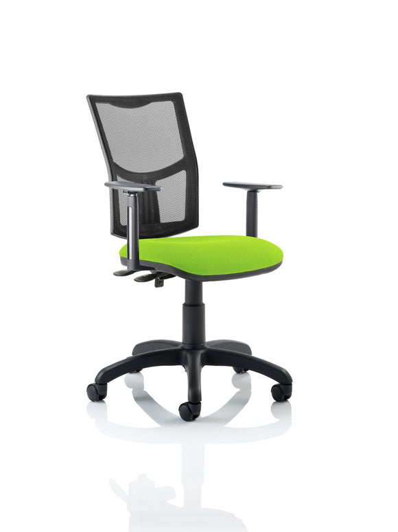 Eclipse Plus II Lever Task Operator Chair Mesh Back With Bespoke Colour Seat in myrrh Green With Height Adjustable Arms