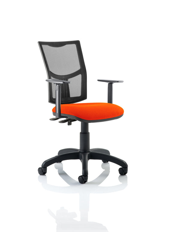 Eclipse Plus II Lever Task Operator Chair Mesh Back With Bespoke Colour Seat in Tabasco Orange With Height Adjustable Arms