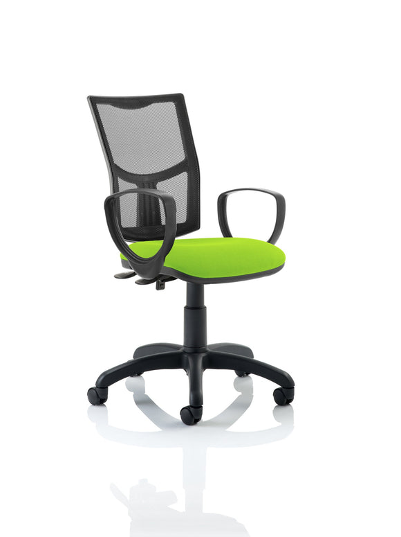Eclipse Plus II Lever Task Operator Chair Mesh Back With Bespoke Colour Seat With loop Arms in myrrh Green