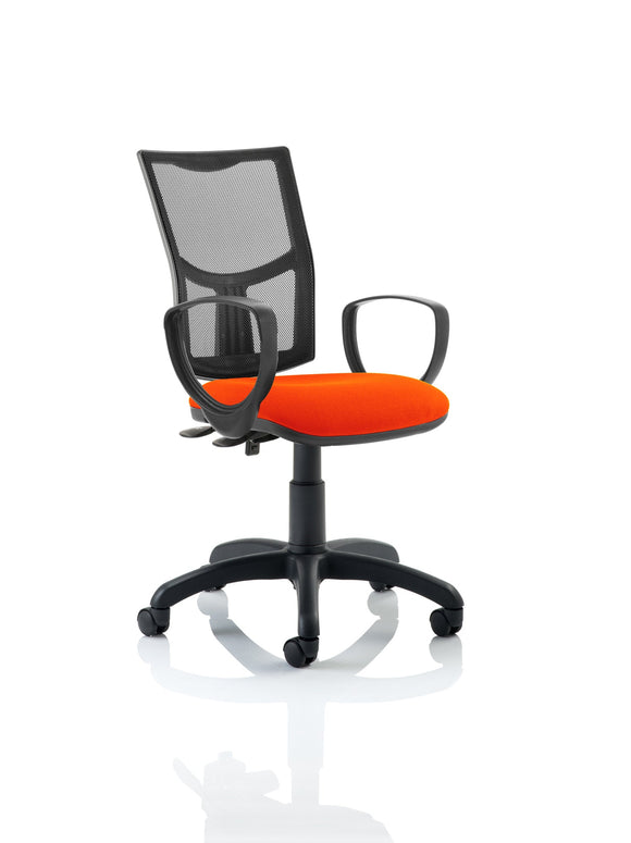 Eclipse Plus II Lever Task Operator Chair Mesh Back With Bespoke Colour Seat With loop Arms in Tabasco Orange