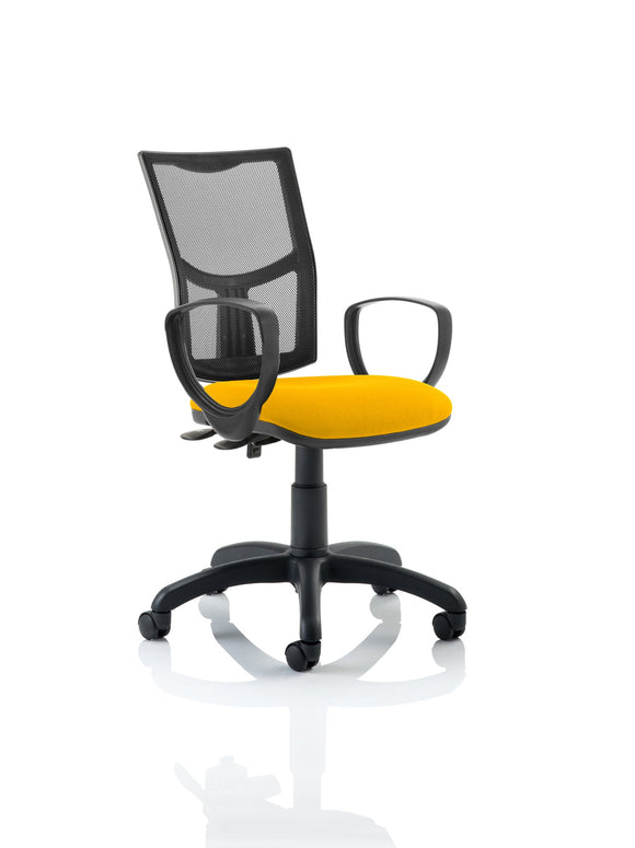 Eclipse Plus II Lever Task Operator Chair Mesh Back With Bespoke Colour Seat With loop Arms in Senna Yellow