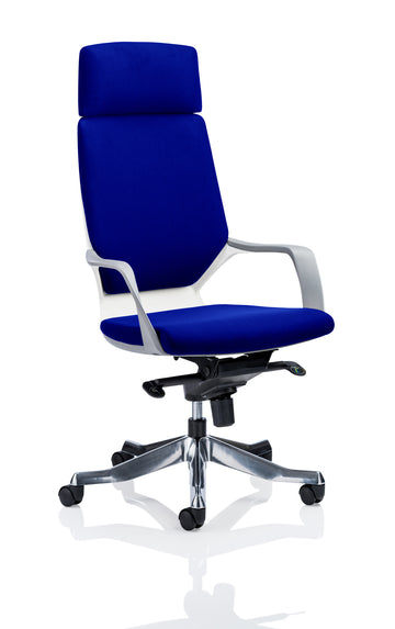 Xenon Executive White Shell High Back With Headrest Fully Bespoke Colour Stevia Blue