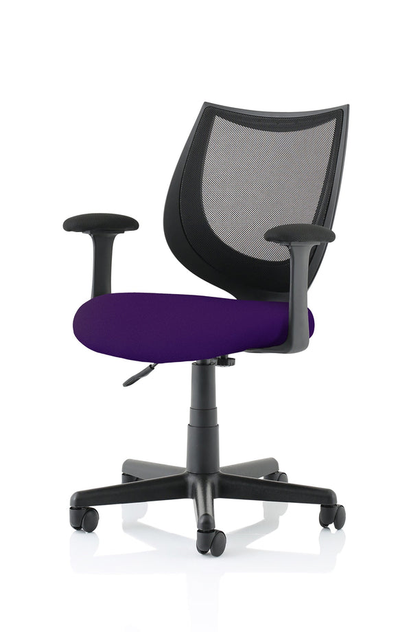 Camden Black Mesh Chair in Bespoke Seat Tansy Purple