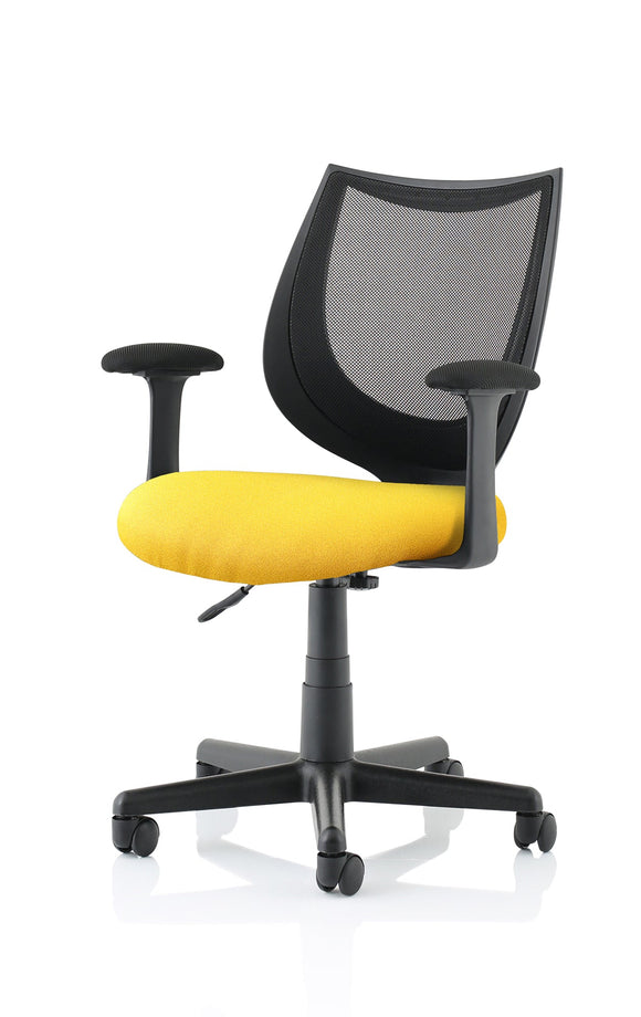Camden Black Mesh Chair in Bespoke Seat Senna Yellow