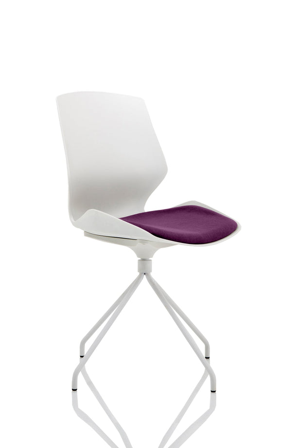 Florence Spindle White Frame Visitor Chair in Bespoke Seat Tansy Purple