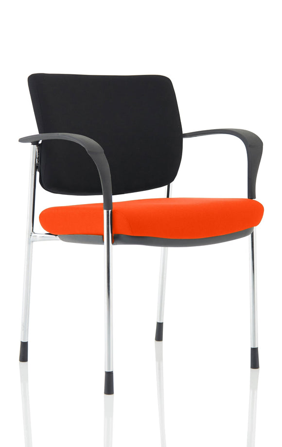 Brunswick Deluxe Black Fabric Back Chrome Frame Bespoke Colour Seat Tabasco Orange With Arms
