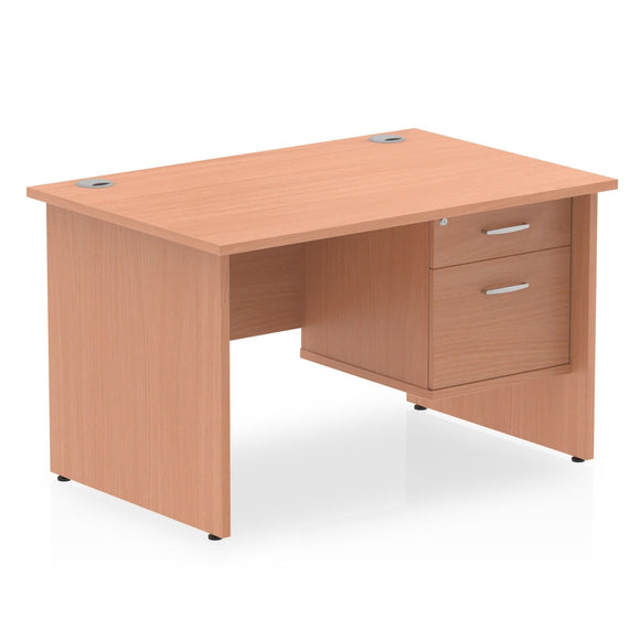 Impulse 1600 x 800mm Straight Desk Maple Top Panel End Leg 2 x 3 Drawer Fixed Pedestal