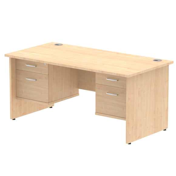 Impulse 1600 x 800mm Straight Desk Maple Top Panel End Leg 2 x 2 Drawer Fixed Pedestal