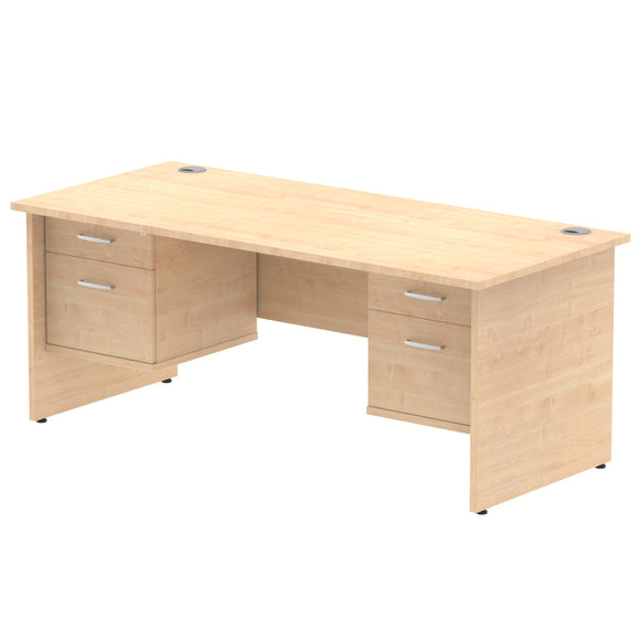 Impulse 1800 x 800mm Straight Desk Maple Top Panel End Leg 2 x 2 Drawer Fixed Pedestal