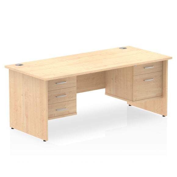 Impulse 1600 x 800mm Straight Desk Maple Top Panel End Leg 1 x 2 Drawer 1 x 3 Drawer Fixed Pedestal