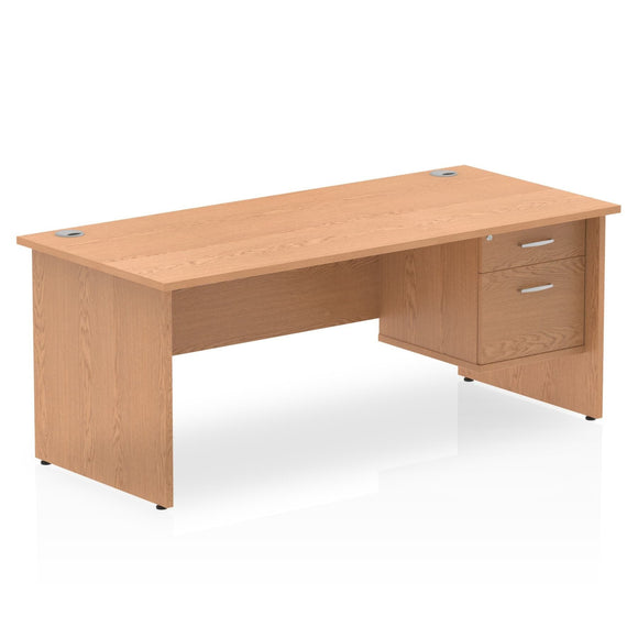 Impulse 1800 x 800mm Straight Desk Oak Top Panel End Leg 1 x 2 Drawer Fixed Pedestal