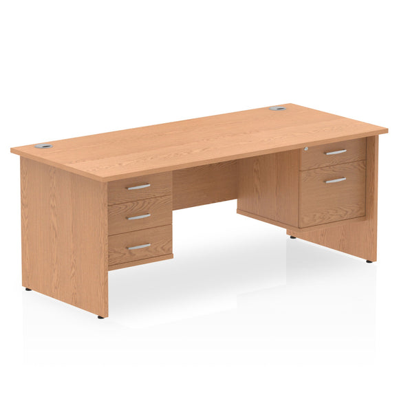 Impulse 1600 x 800mm Straight Desk Oak Top Panel End Leg 1 x 2 Drawer 1 x 3 Drawer Fixed Pedestal