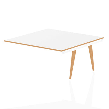Oslo 1600mm Square Boardroom Table Ext Kit White Top Natural Wood Edge White Frame