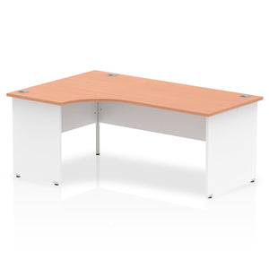 Impulse 1800mm Left Crescent Desk Beech Top White Panel End Leg