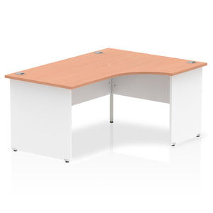 Impulse 1600mm Right Crescent Desk Beech Top White Panel End Leg