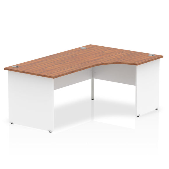 Impulse 1800mm Right Crescent Desk Walnut Top White Panel End Leg
