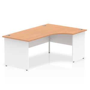 Impulse 1800mm Right Crescent Desk Oak Top White Panel End Leg